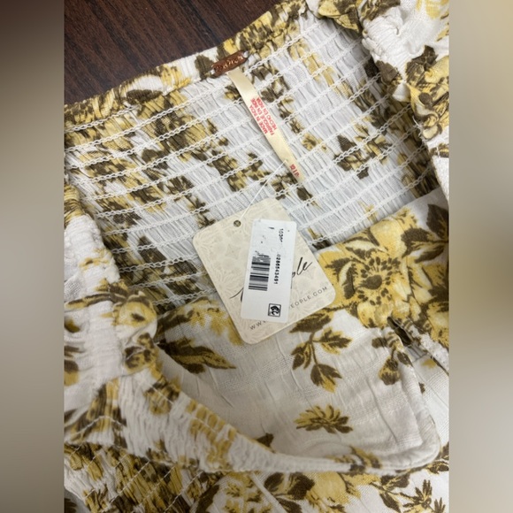 Free People Jaymes Midi Dress Pastry Cream Size XS Boho Milkmaid Smocked Floral - Picture 10 of 16